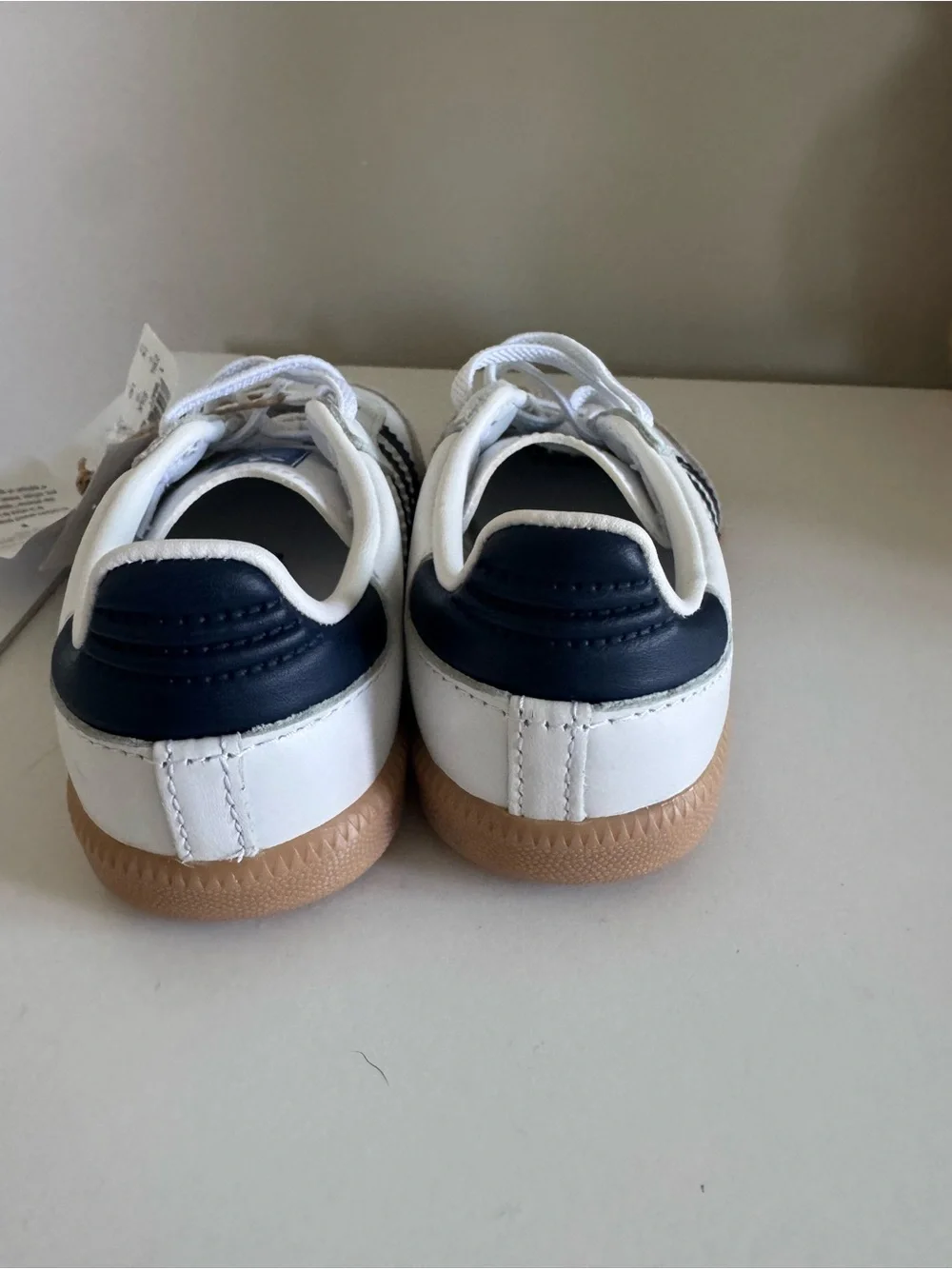 adidas Toddler White and Navy Samba Sneaker